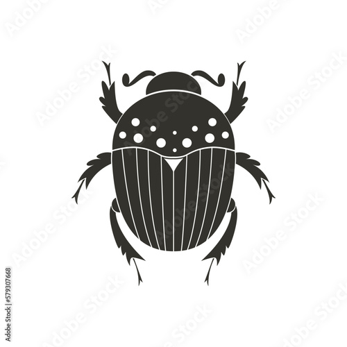 Dung Beetle with fantasy pattern. Geometric Insect icon. Decorative ornate vector illustration.