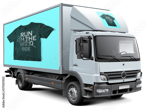 white delivery truck Mockup