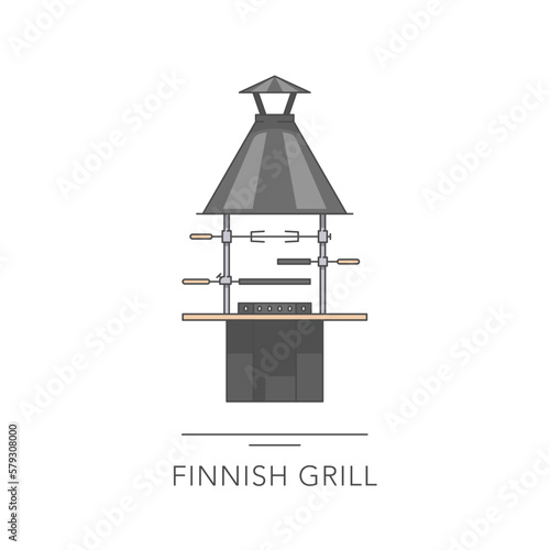 Finnish grill outline colorful icon. Vector illustration