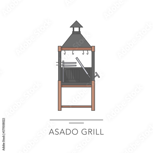 Asado grill outline colorful icon. Vector illustration