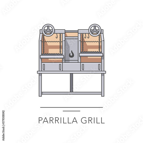 Parilla grill outline colorful icon. Vector illustration