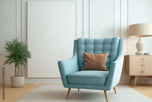 Modern living room interior with sofa mockup. Generative AI.