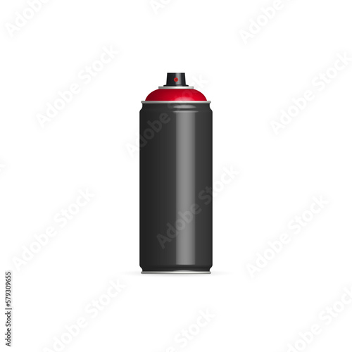 Spray can with paint, 3D vector illustration, front view.