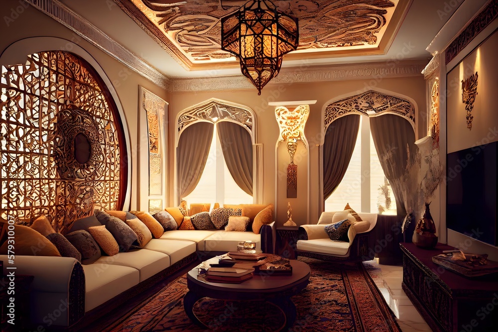 Living room Islamic and Arabic concept, islamic interior design with