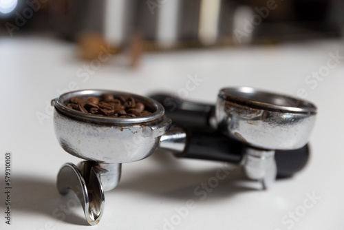 Coffee machine. The process of making coffee. Coffee beans. Cup of coffee. coffee background.