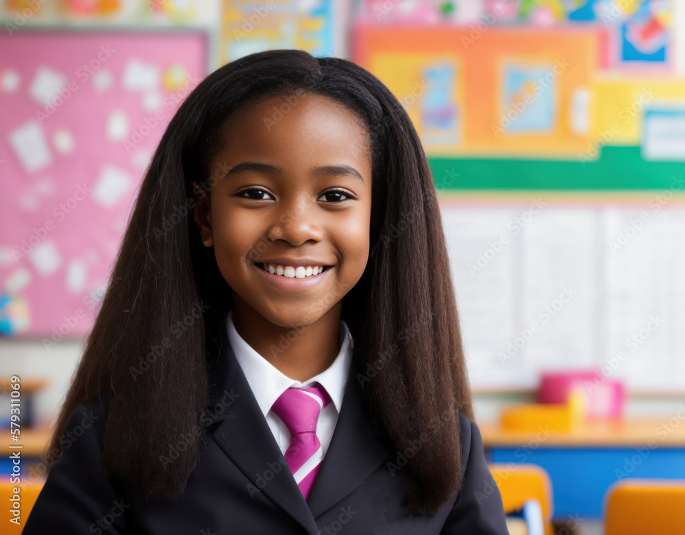 portrait-of-african-american-black-school-girl-in-school-generative-ai