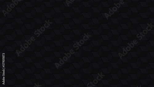 3D Futuristic hexagonal dark black background Abstract geometric grid pattern