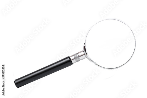 A magnifying glass on a white background