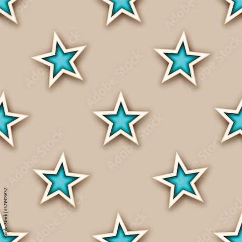 Endless Aesthetic Texture with Cute Magical Stars. Decorative Design for Prints  Fabrics  Wallpapers etc. Trendy Kids Print. Futuristical Seamless Pattern. Vector 3d Illustration