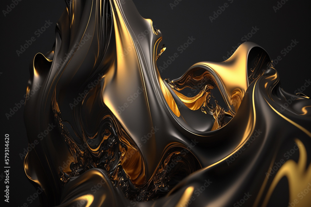 Luxury Gold Fluid Liquid Background with Gonden Metalic texture melted and flowing with a creative artistic look on a dark black background. Ai generated Luxury Gold Fluid Liquid Background with Gonden Metalic texture melted and flowing with a creative artistic look on a dark black background. Ai generated