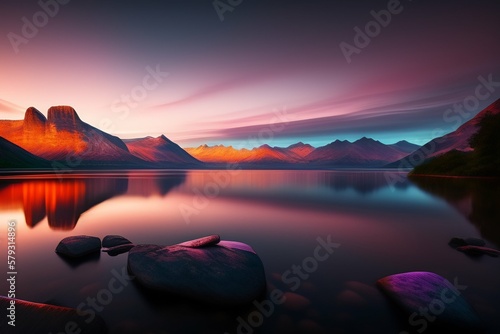 sunrise over the lake ai generative