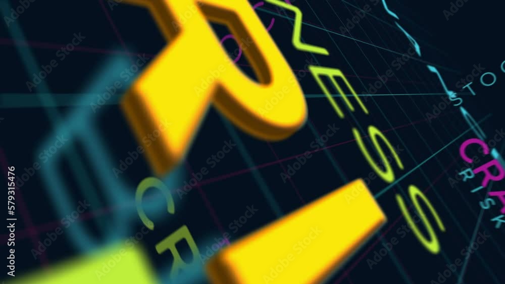 Crisis text abstract concept loop animated. Recession business