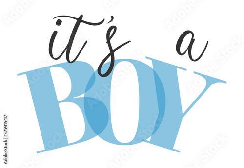 It's a boy. Boy or girl hand drawn modern lettering - Baby shower announcement banner, card - Gender reveal party - Vector illustration isolated