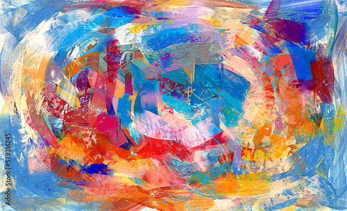 Bright festive abstract artwork  liquid acrylic paint  vibrant brush strokes  scratches and fluid art technique