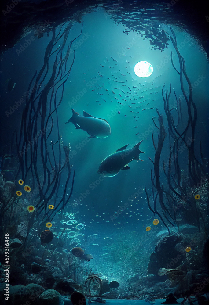 Fototapeta premium The world gone under water. AI generated