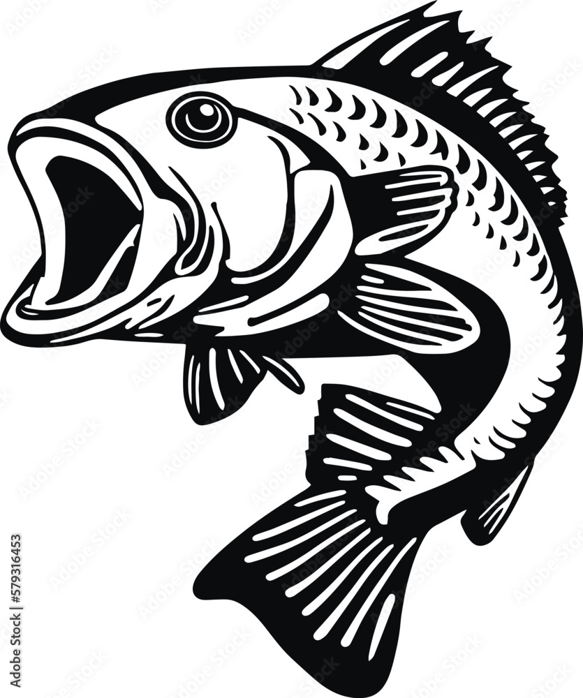 Fototapeta premium Fishing bass logo icon, fish perch icon, on isolated background, Vector illustration SVG