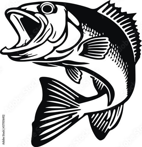 Fishing bass logo icon, fish perch icon, on isolated background, Vector illustration SVG