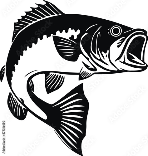 Fishing bass logo icon, fish perch icon, on isolated background, Vector illustration SVG