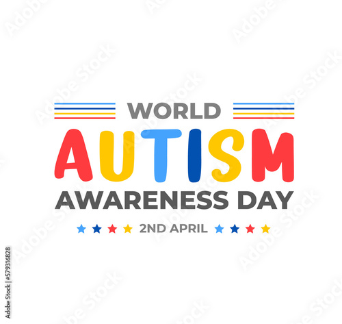 World autism awareness day typography design template . World autism day colorful text design vector banner. design of autism. autism Health care Medical flat Text of April 02