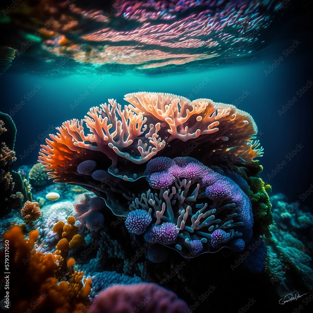 Obraz premium Underwater Exotic and Vibrant Coral Reef