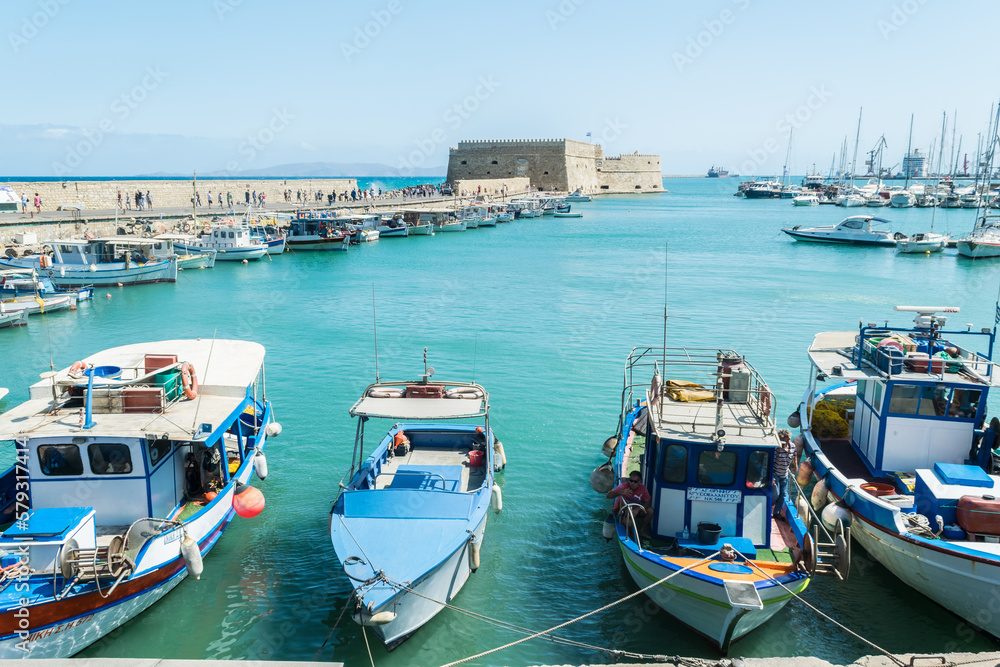 Heraklion harbour in Crete, Greece