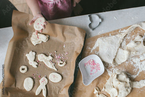 Obraz na płótnie Homemade cookies in the shape of rabbit and eggs