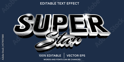 3d SILVER super star vector text effect