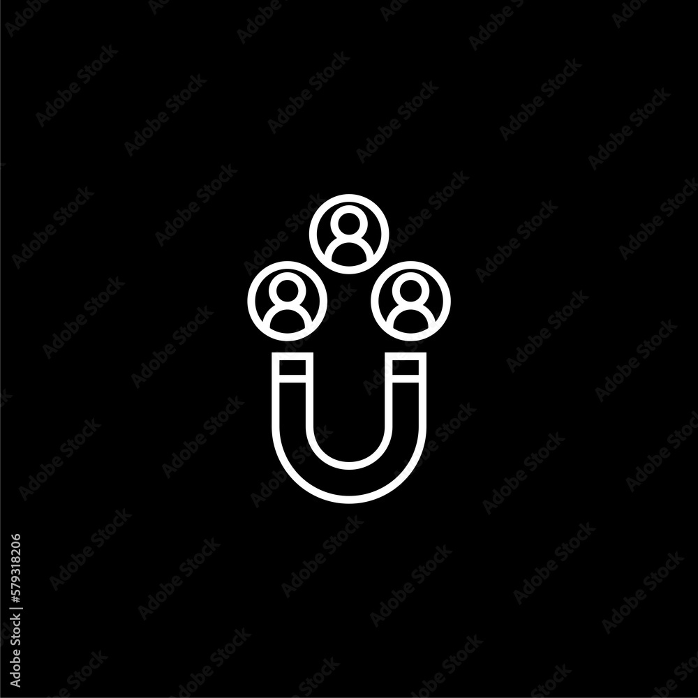People in Business Company Silhouette and Line Icon isolated on black background. People in Business Company Silhouette and Line Icon isolated on black background.