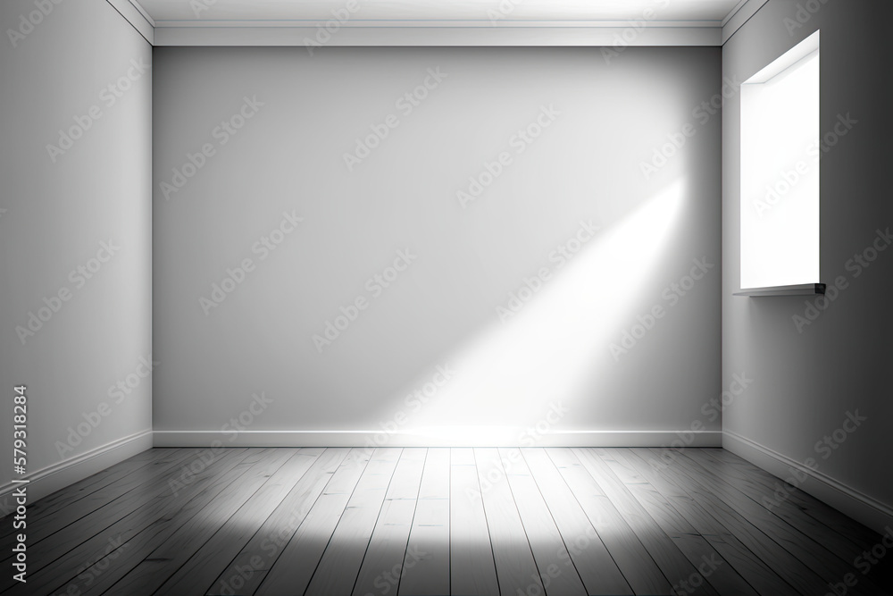 Empty room, black and white, generative ai Empty room, black and white, generative ai