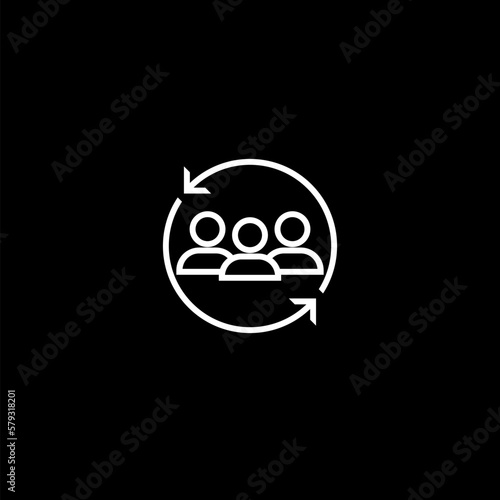 Customer retention and returning clients line icon isolated on black background.  