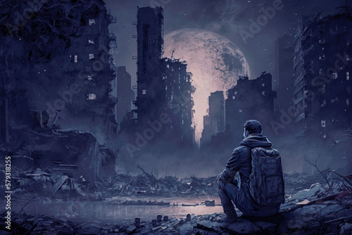 Dystopian and Apocalyptic World Surviving Dark Ominous Post-Apocalyptic | AI Generated 