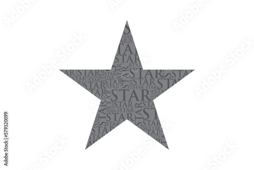 Vector lettering of the word Star in a black 5-pointed star formation on a white background.