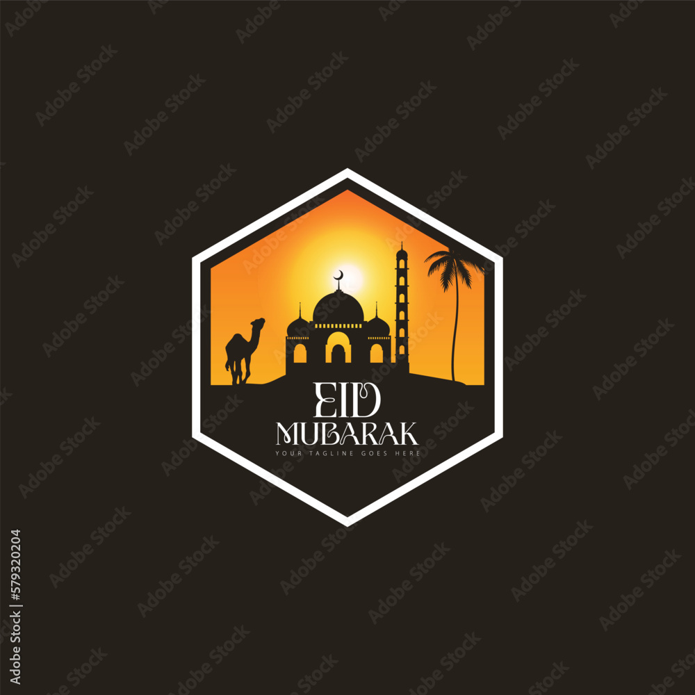 camel logo for pray ied mubarak vector image.arabic background.ilustration