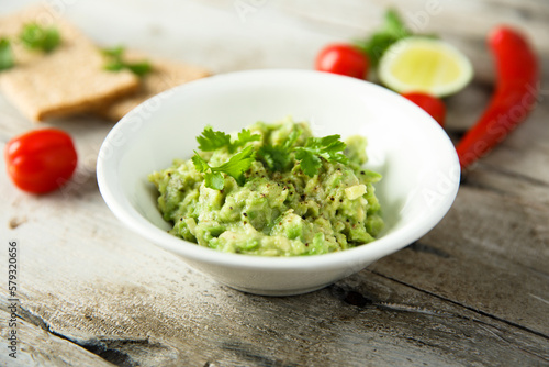 Healthy mashed avocado with lime juice