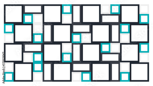 A collection of large and small squares with rectangles arranged to form a unique background. 