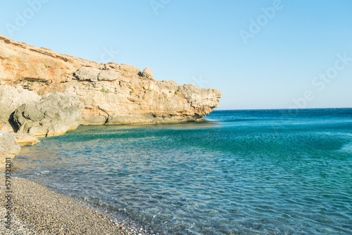 Koutelo beach over the Lybian Sea  near Nomikiana  Crete  Greece