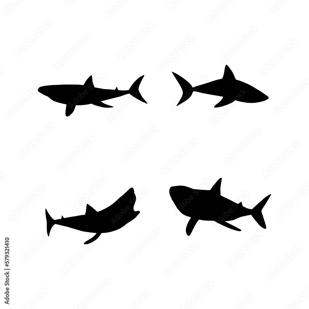 Fototapeta premium Shark. Sea animal. Marine animal in Scandinavian style.