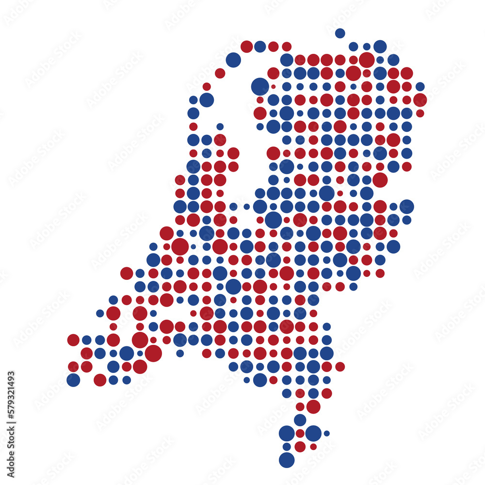 Fototapeta premium Netherlands Silhouette Pixelated pattern map illustration