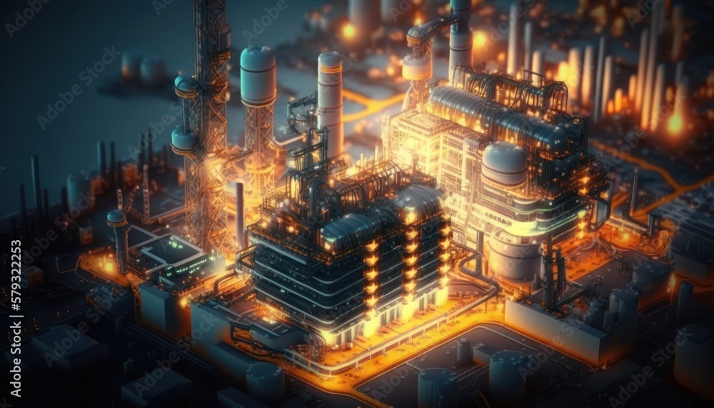 The view of an oil refinery plant from up close is an impressive sight. The view of an oil refinery plant from up close is an impressive sight.