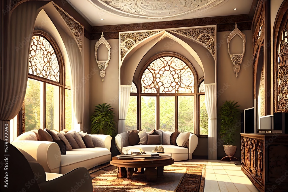 Living room Islamic and Arabic concept, islamic interior design with