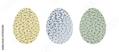 Spotted quail eggs isolated on white. Textured Easter eggs, symbols of spring season, organic healthy food diet. Happy Easter egg hunt, traditional festive Easter holiday decoration.