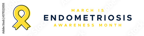 Endometriosis Awareness Month. March. Yellow ribbon. Vector illustration, flat design