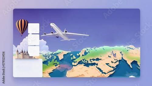 Travel website template. World destination. Generative AI illustration.