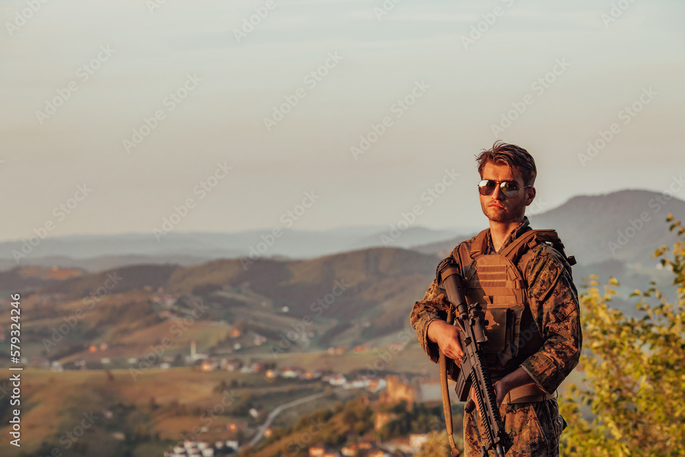 Soldier portrait on sunset local hero urban legend authentic Soldier portrait on sunset local hero urban legend authentic