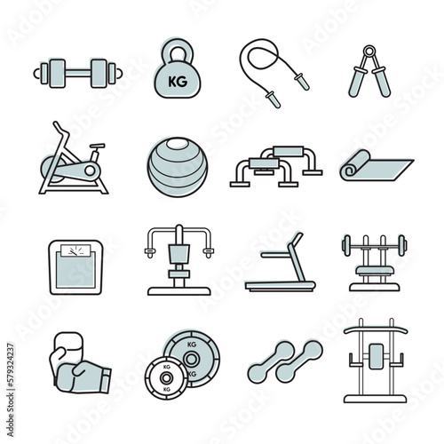 Fitness workout icons set