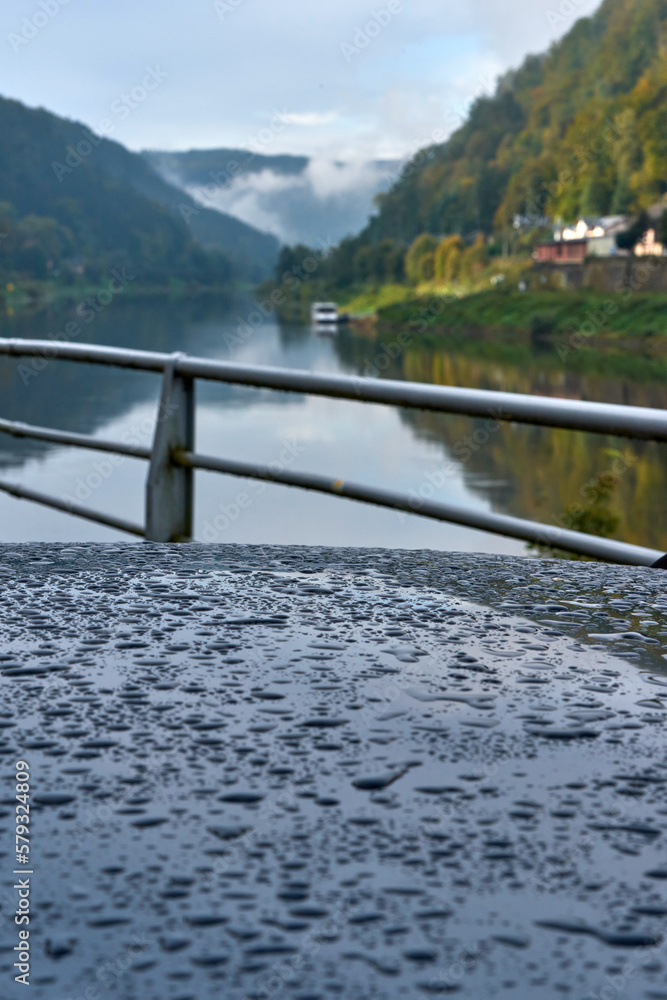 View on Elbe river on an autumn day