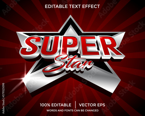 Super star 3d text effect. editable text style effect, suitable for super star theme