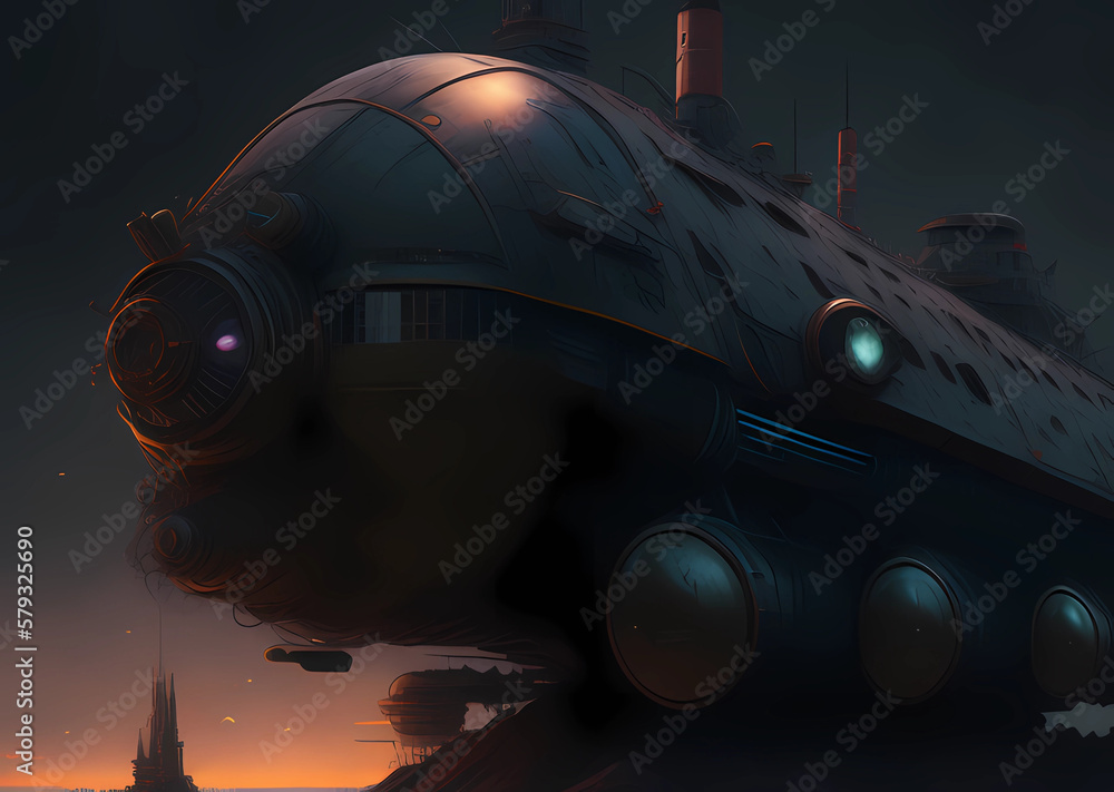 Fototapeta premium Union, missiles, steampunk, space, people, communism, future, cyberpunk, space tourism, detailed face, realistic, cinemat