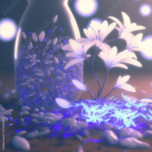 Bouquet of neon glowing flowers