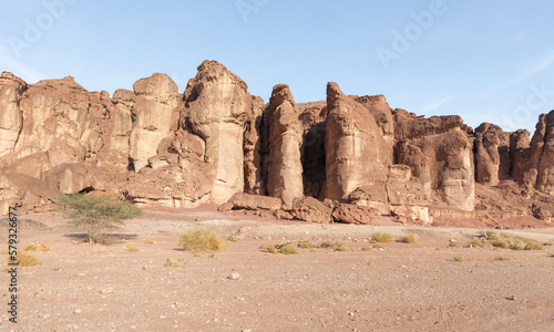 Famous  Pillars of King Solomon in the national park Timna, near the city of Eilat, in southern Israel photo